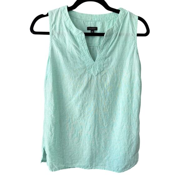 EUC Talbots Linen Split Neck Shell - Cross Dyed Size XS Mint Green‎ - Picture 1 of 3